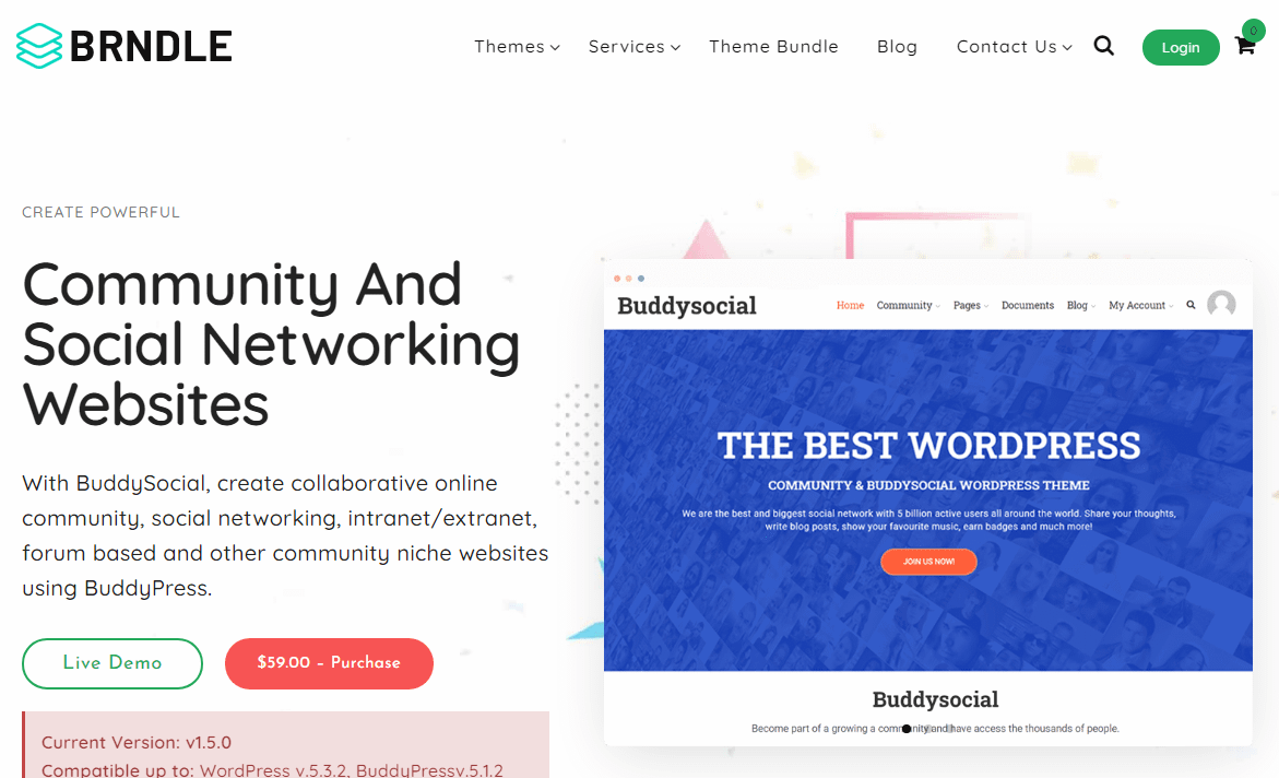 Brndle BuddySocial WordPress Theme