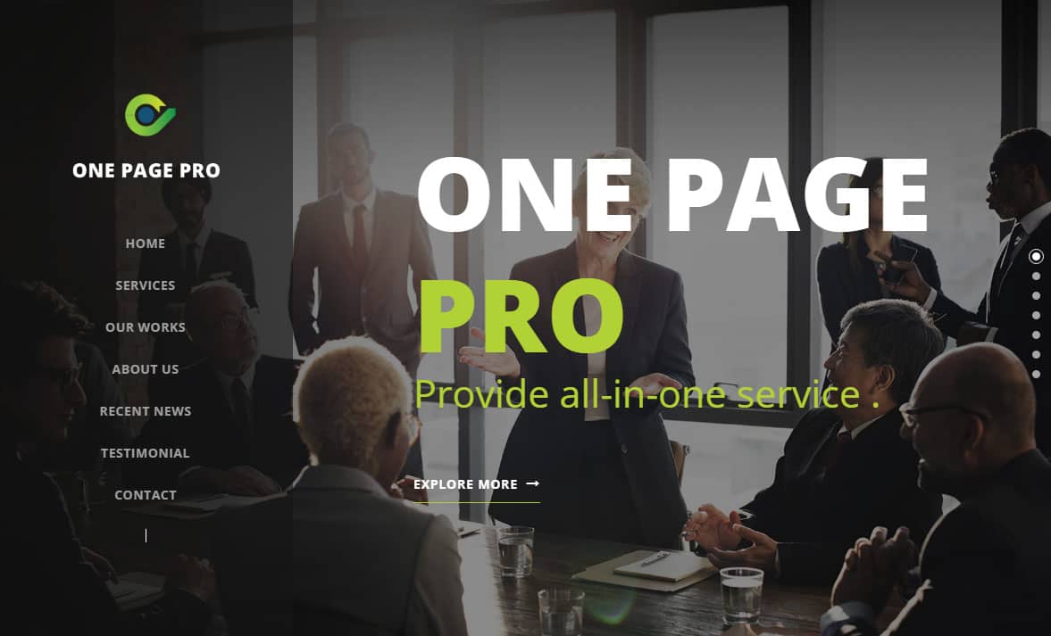 One Page Pro WordPress Theme